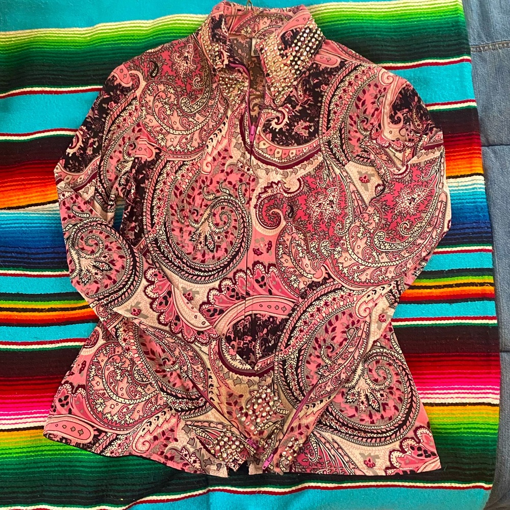 Equine Oasis size small zip up show shirt